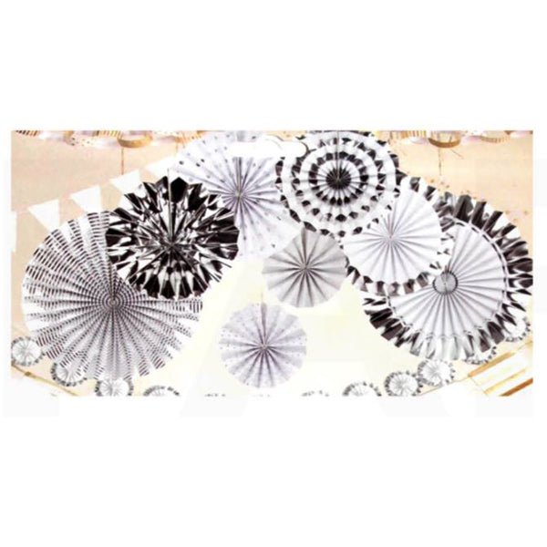 8pcs Decorative Paper Fans - Mixed Silver - Everything Party