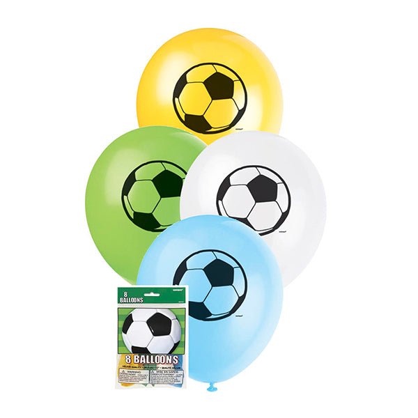 8pk Assorted 30cm Soccer Latex Balloons - Everything Party