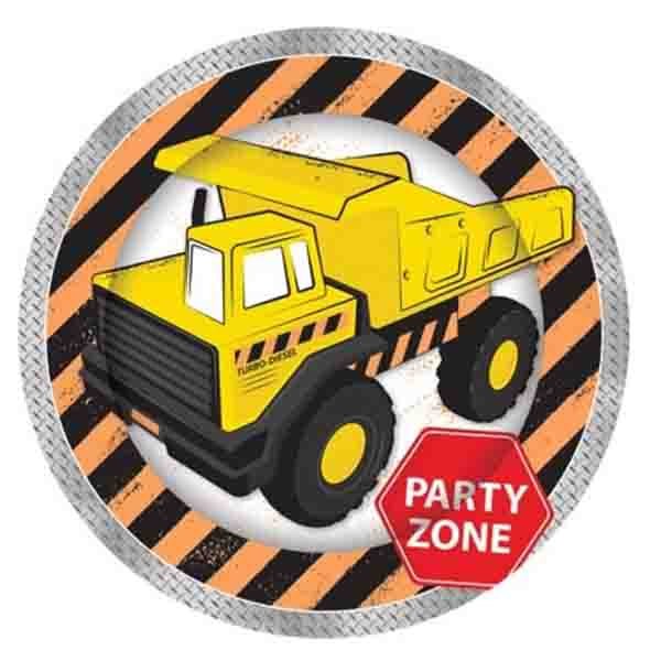 8pk Construction Truck Party Zone Paper Plates - Everything Party