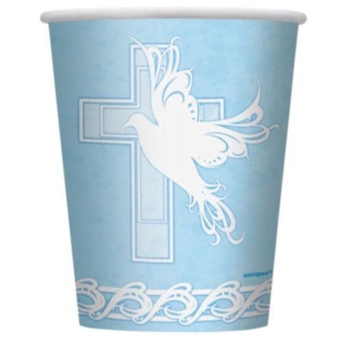 8pk Dove Cross Blue Paper Cups - Everything Party