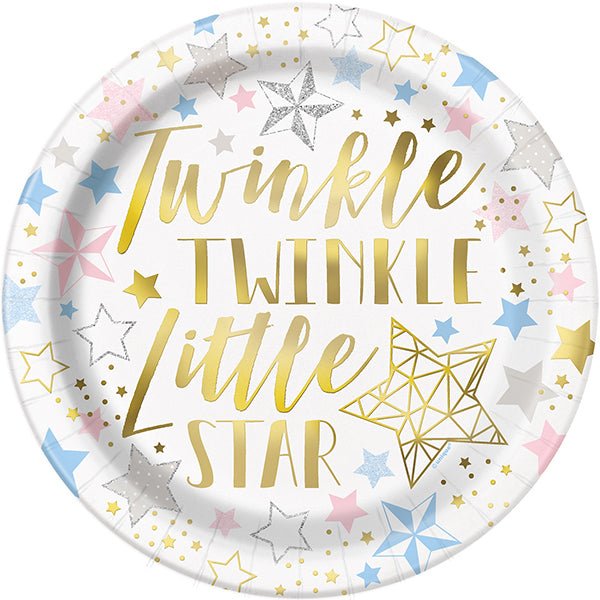 8pk Foil Stamped Twinkle Star Paper Plates - Everything Party