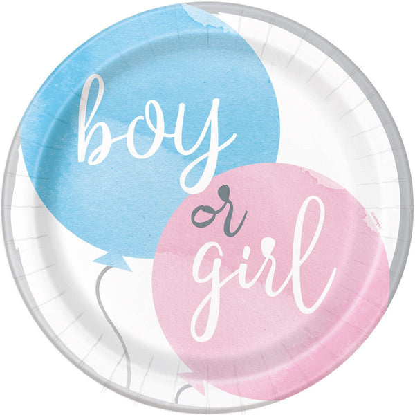 8pk Gender Reveal Paper Plates - Everything Party