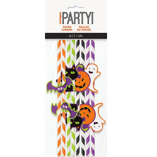 8pk Halloween Decal Striped Paper Straws - Everything Party