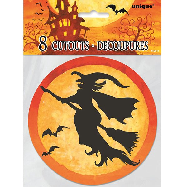 8pk Halloween Spooky Flying Witch Mini Cutouts - Everything Party