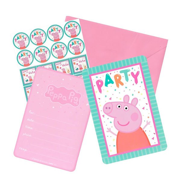 8pk Licensed Peppa Pig Confetti Party Invitation Set - Everything Party