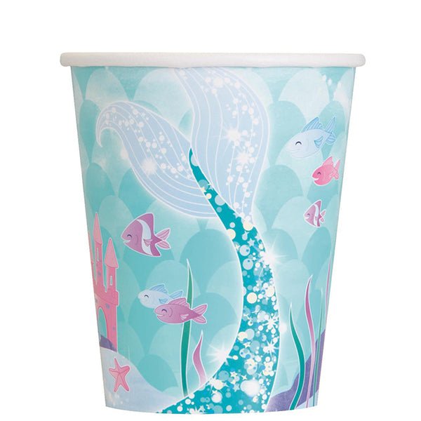 8pk Mermaid Print Paper Cups 270ml - Everything Party