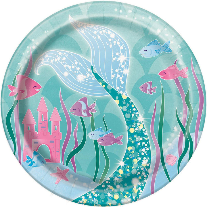 8pk Mermaid Print Paper Plates - Everything Party