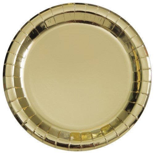 8pk Metallic Gold Foil Round Paper Plates - Everything Party