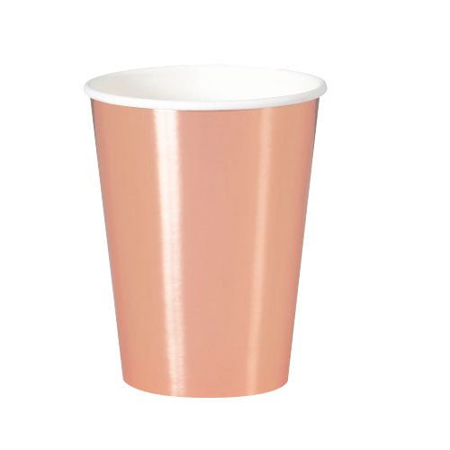 8pk Metallic Rose Gold Paper Cups - Everything Party