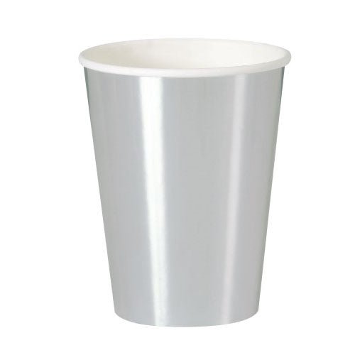 8pk Metallic Silver Paper Cups - Everything Party