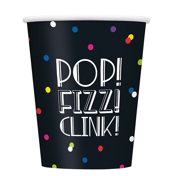 8pk Neon Dots New Year Paper Cups 270ml - Everything Party