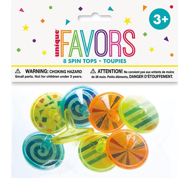 8pk Party Favours Spin Tops - Everything Party