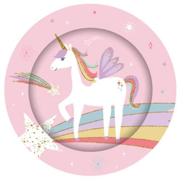 8pk Rainbow Unicorn Paper Plates - Everything Party
