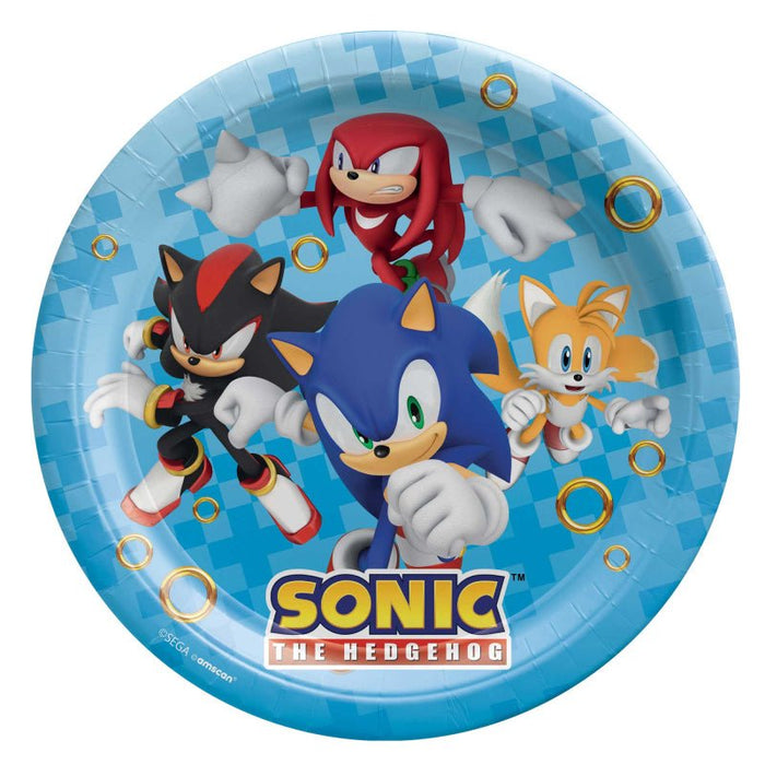 8pk Super Sonic The Hedgehog Round Paper Plates - Everything Party