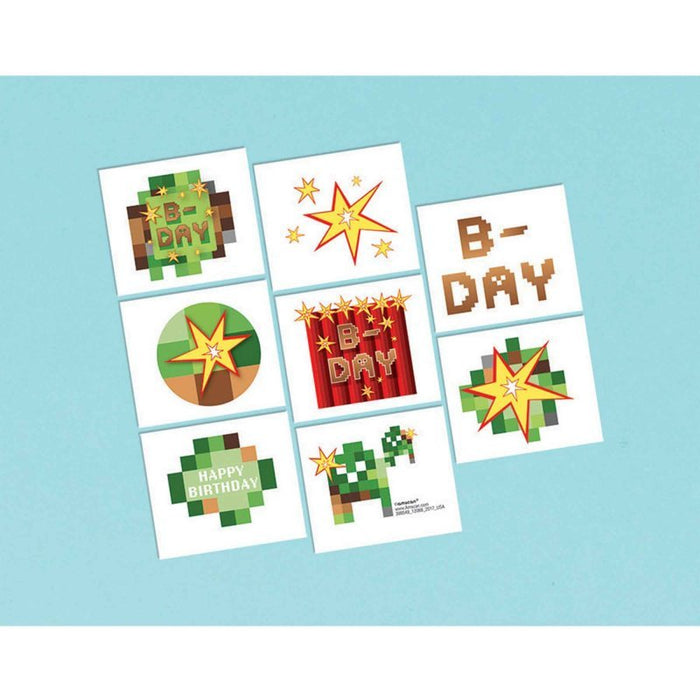 8pk TNT Minecraft Party Temporary Tattoos - Everything Party