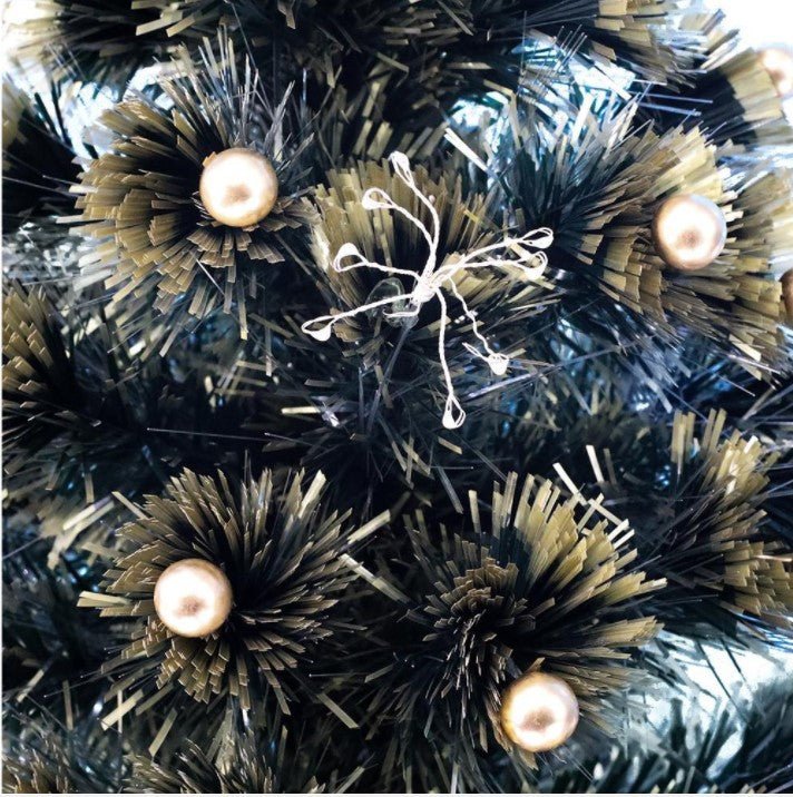 90cm Green Christmas Tree with Ultra Bright Warm White Fibre Optic LED Lights and Gold Balls - Everything Party