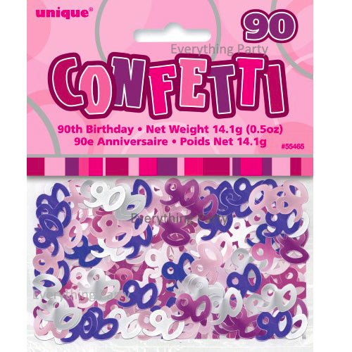 90th Birthday Table Scatters 14g (Blue, Pink, Black) - Everything Party