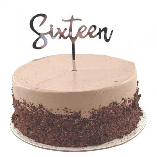 Acrylic Mirror Birthday Cake Topper - Sixteen - Everything Party