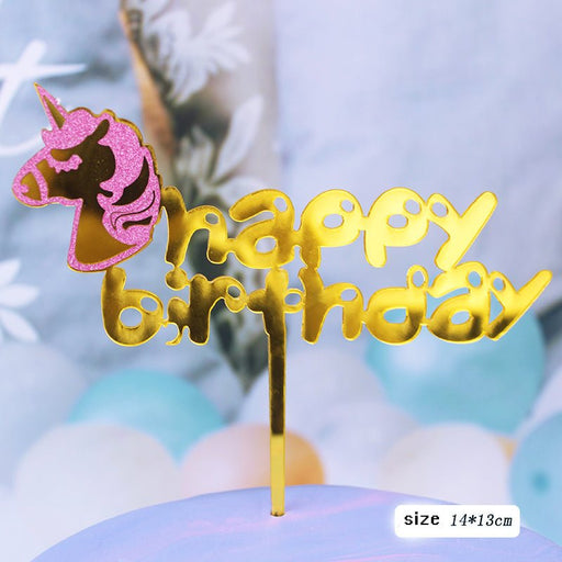 Acrylic Mirror Birthday Cake Topper - Unicorn Head - Everything Party