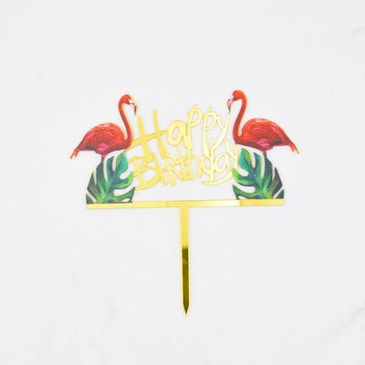 Acrylic Mirror Flamingo Cake Topper - Happy Birthday - Everything Party