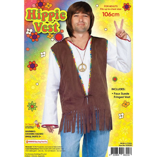 Adult 1970s Men's Hippie Vest with Fringe - Everything Party
