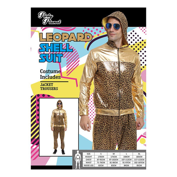 Adult 80's Man Leopard Shell Suit Tracksuit Costume - Everything Party