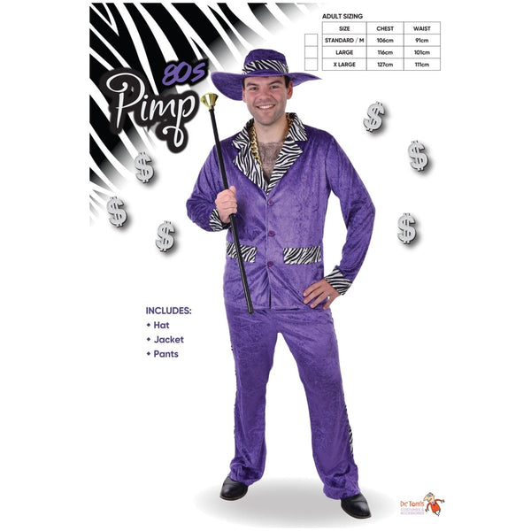 Adult 80's Purple Pimp Costume Suit - Everything Party