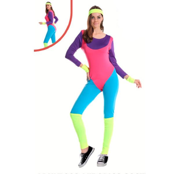 Adult 80's Style Retro Fitness Aerobics Jumpsuit Costume - Everything Party
