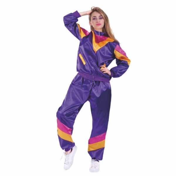 Adult - 80s Style Shell Suit Tracksuit Purple - Everything Party