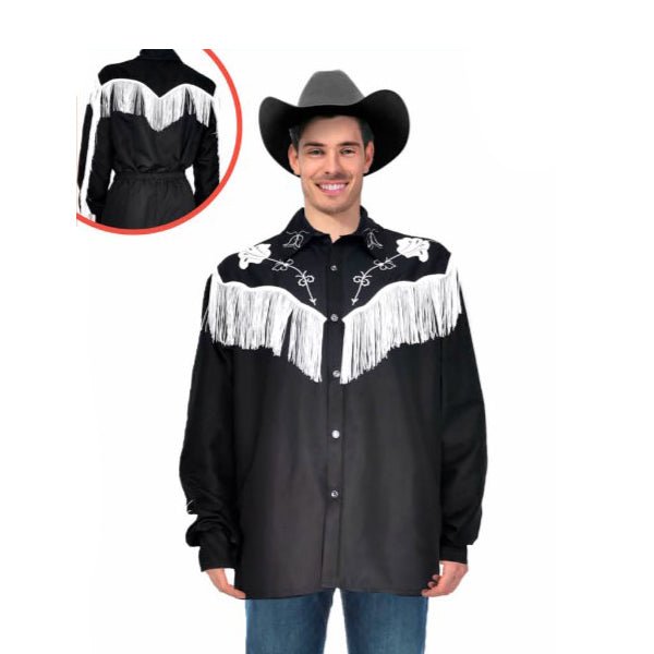 Adult Black Cowboy Fringed Shirt Costume - Everything Party