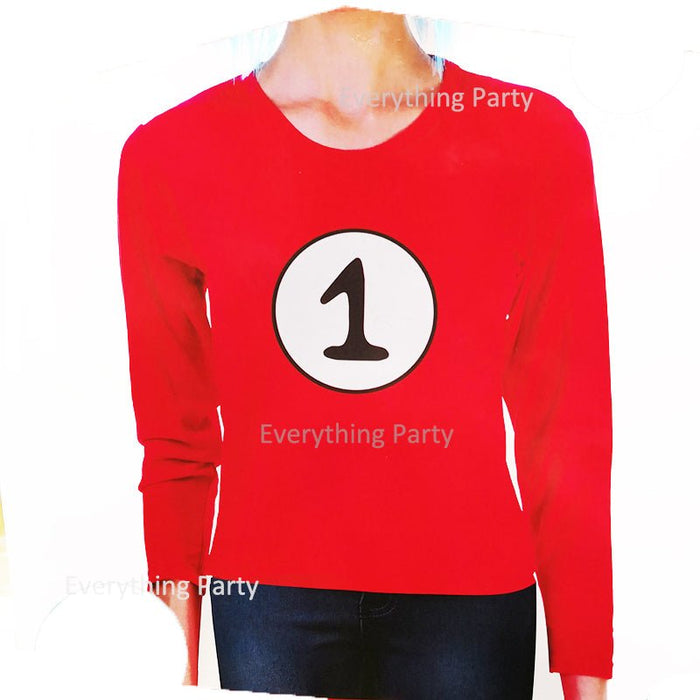 Adult Cat in the Hat Thing 1 Long Sleeve Top - Everything Party