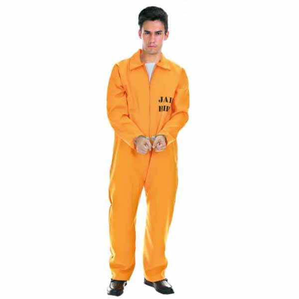 Adult County Jail Inmate Costume Orange Prisoner Jumpsuit - Everything Party