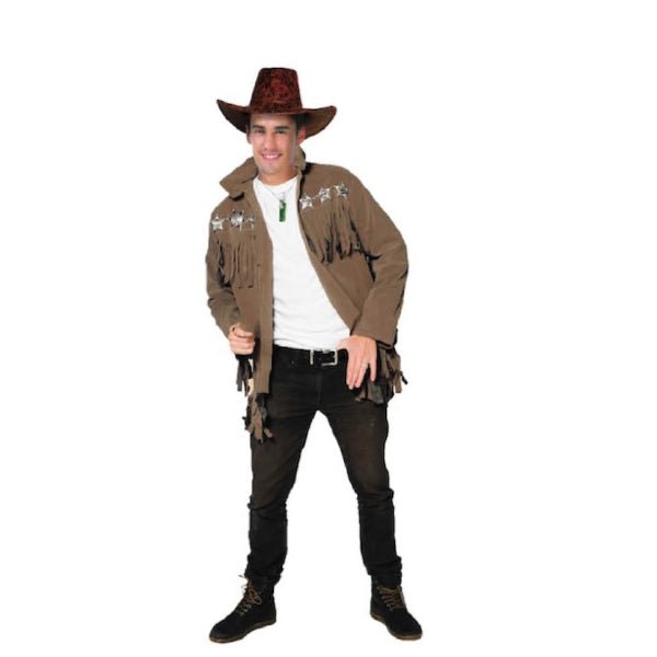 Adult Cowboy Silverstar Fringed Jacket Costume - Everything Party