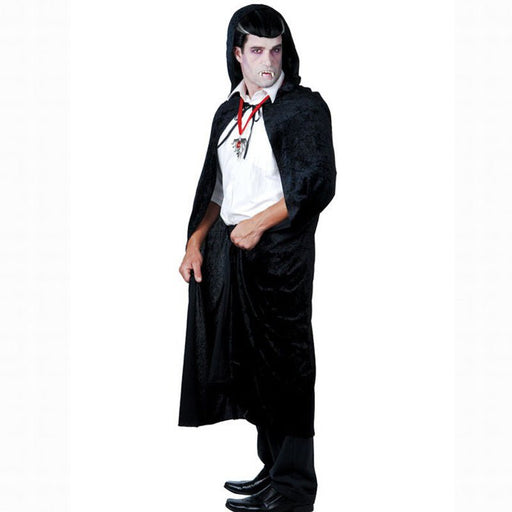Adult Deluxe Black Cape Velvet with Hood - Everything Party