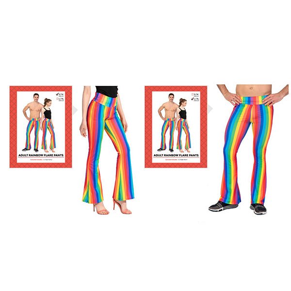 Adult Deluxe Rainbow Stripe Flare Pants Unisex - Everything Party