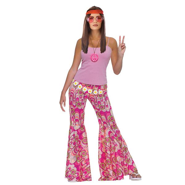 Adult Flower Power Bell Bottom Hippie Flare Pants - Everything Party