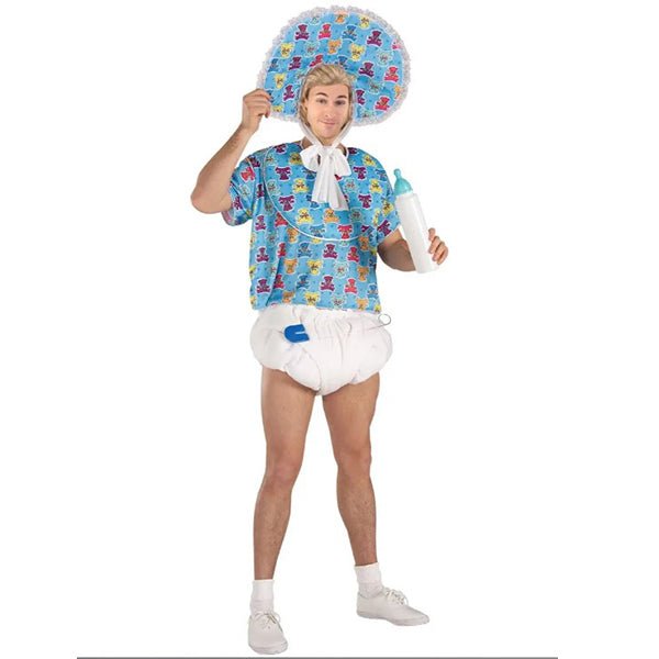 Adult Funny Blue Baby Boomer Big Baby Boy Costume - Everything Party