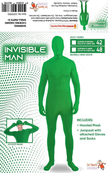 Adult Green Invisible Man Morphsuit - Everything Party