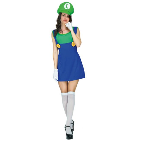 Adult Green Plumber Girl Luigi Costume - Everything Party