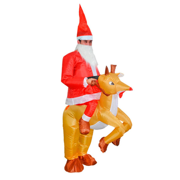 Adult Inflatable Christmas Santa Riding Reindeer Costume - Everything Party