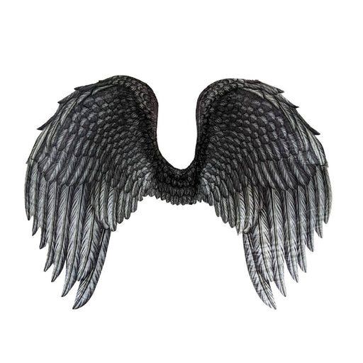 Adult Large Black Printed Dark Fallen Angel Wings 105cm - Everything Party