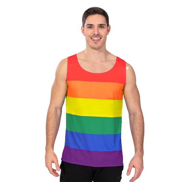 Adult Mardi Gras Mens Rainbow Stripe Tank Top - Everything Party