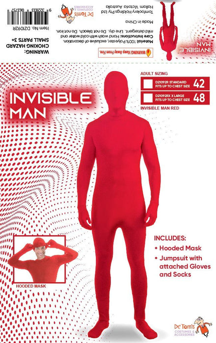 Adult Red Invisible Man Morphsuit - Everything Party