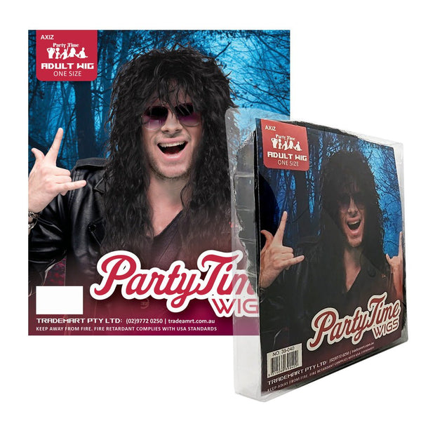 Adult Rock Star Long Black Curly Wig - Everything Party