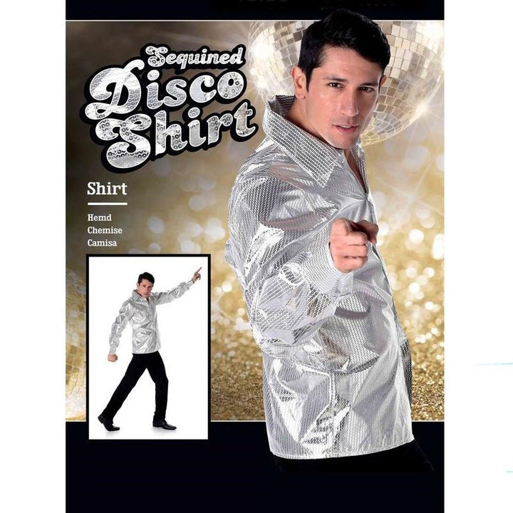 Adult Sequin Disco Shirt - Silver - Everything Party