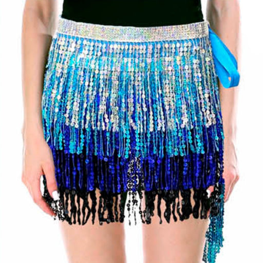 Adult Sequin Fringe Skirt - Blue & Silver - Everything Party