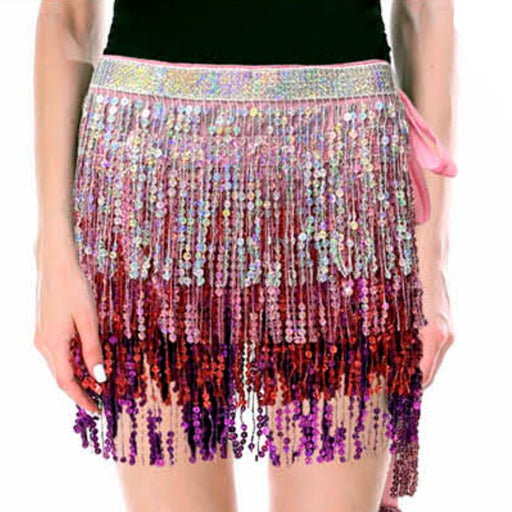 Adult Sequin Fringe Skirt - Pink & Silver - Everything Party