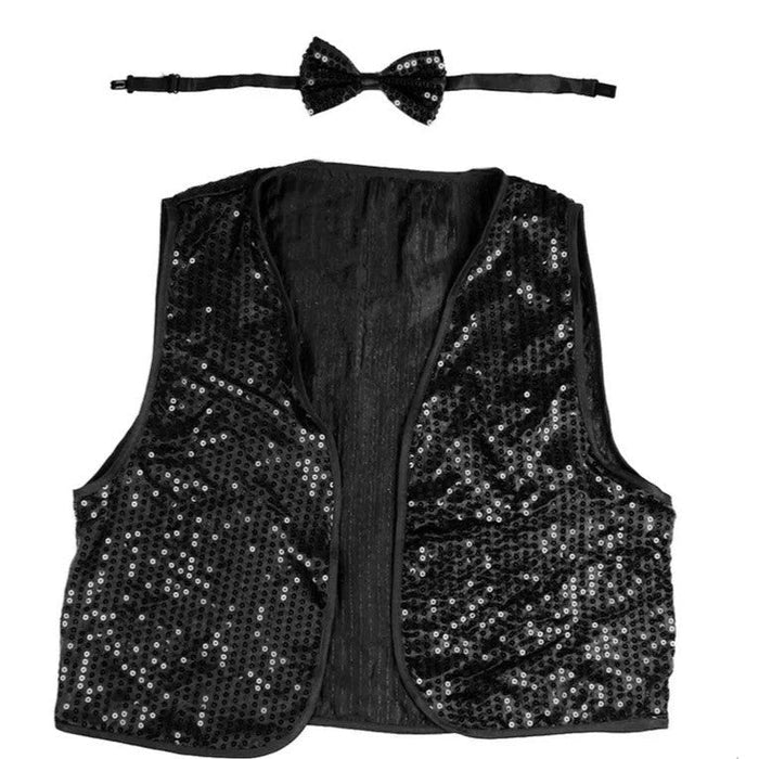 Adult Sequin Vest with Bow Tie - Black - Everything Party