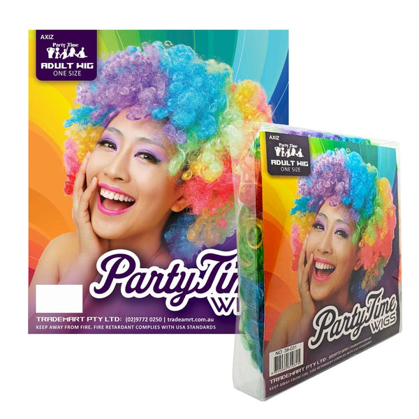 Adult Unisex Rainbow Clown Afro Wig - Everything Party