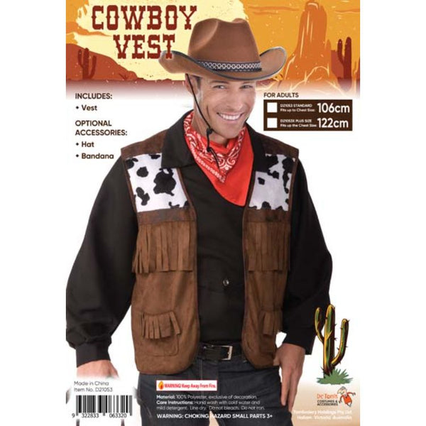 Adult Wild West Cowboy Vest with Fringe - Everything Party